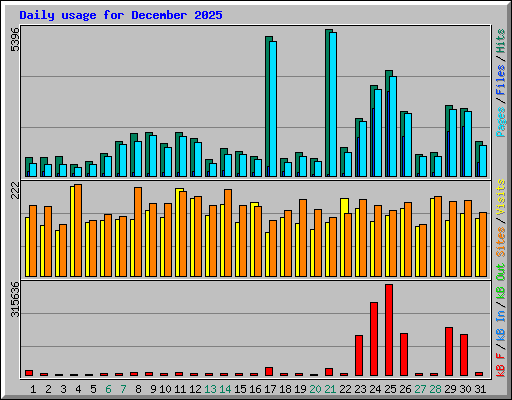 Daily usage for December 2025